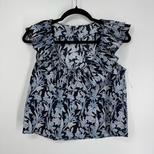 SECULAR Floral ruffle cropped top